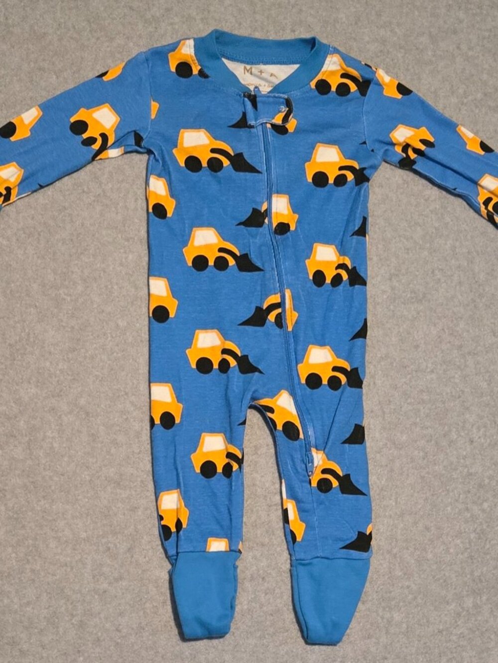 Monica & Andy Boy's Blue Construction Snug Fit Front Zipper Sleeper Pajamas 3-6M